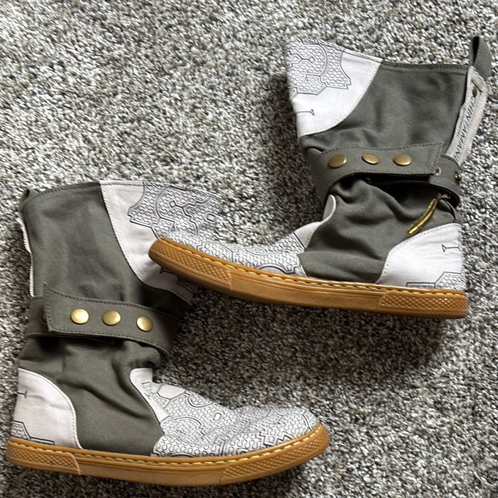 Women’s Olive Green Slouch Ankle Boots with Stud Detail